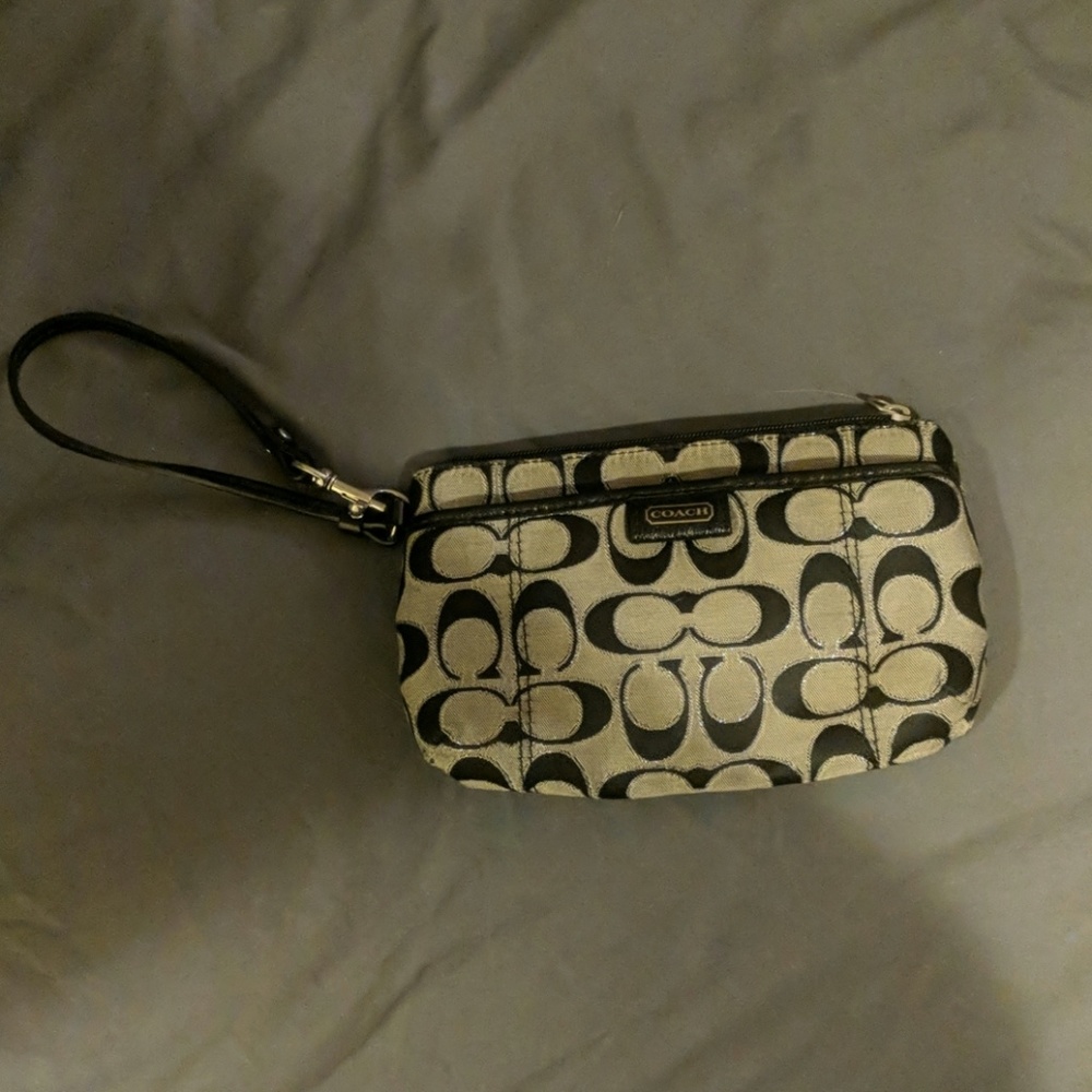 Gray Canvas Coach Wristlet